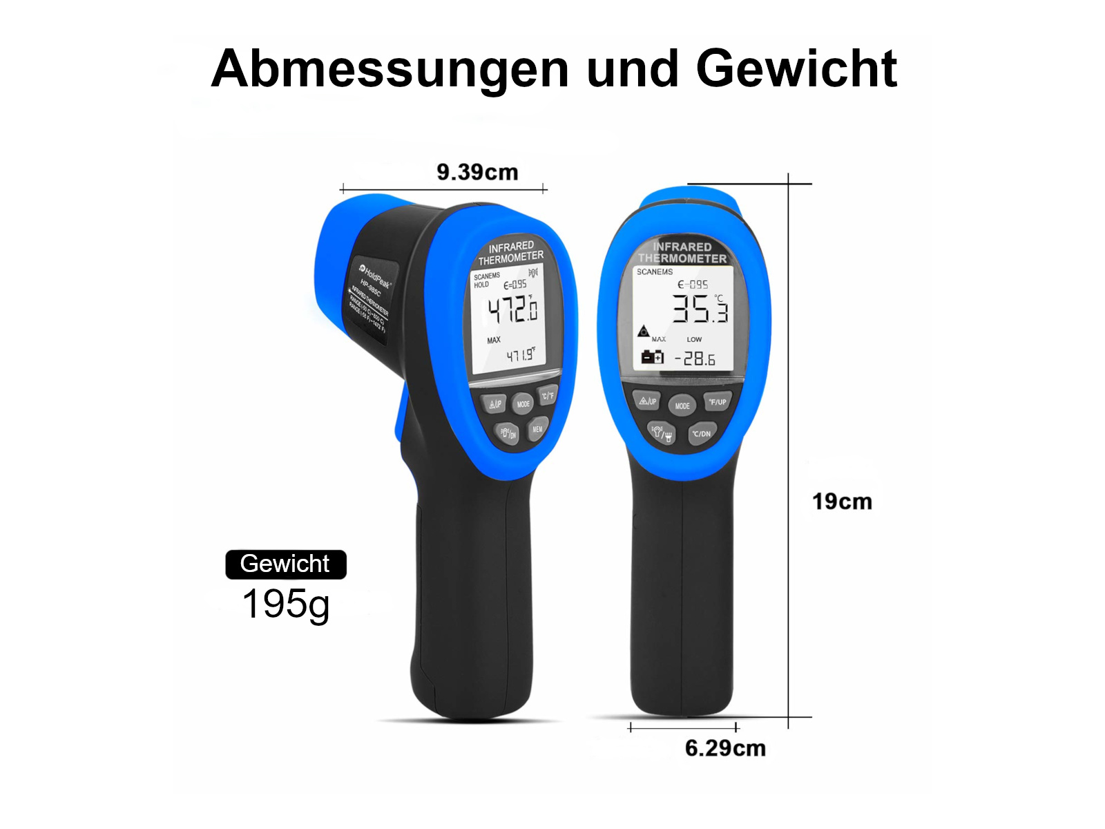 HP-985C-APP Infrarot-Thermometer mit Bluetooth-Funktion