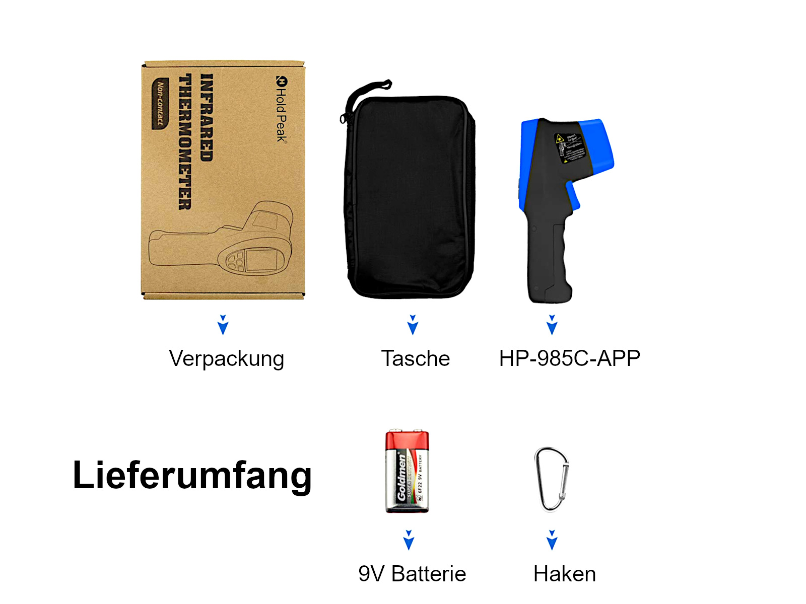 HP-985C-APP Infrarot-Thermometer mit Bluetooth-Funktion