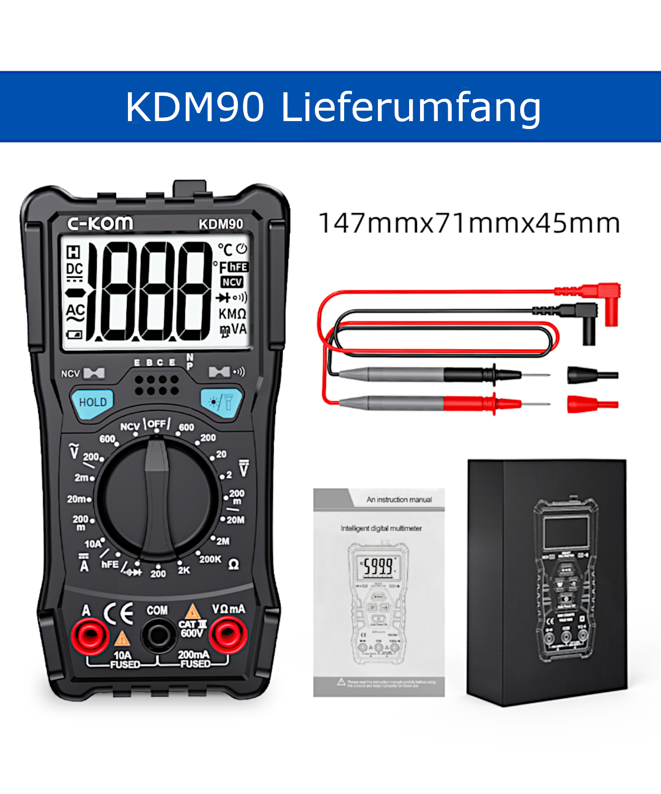 KDM90 Kompakt Multimeter 2000 Count