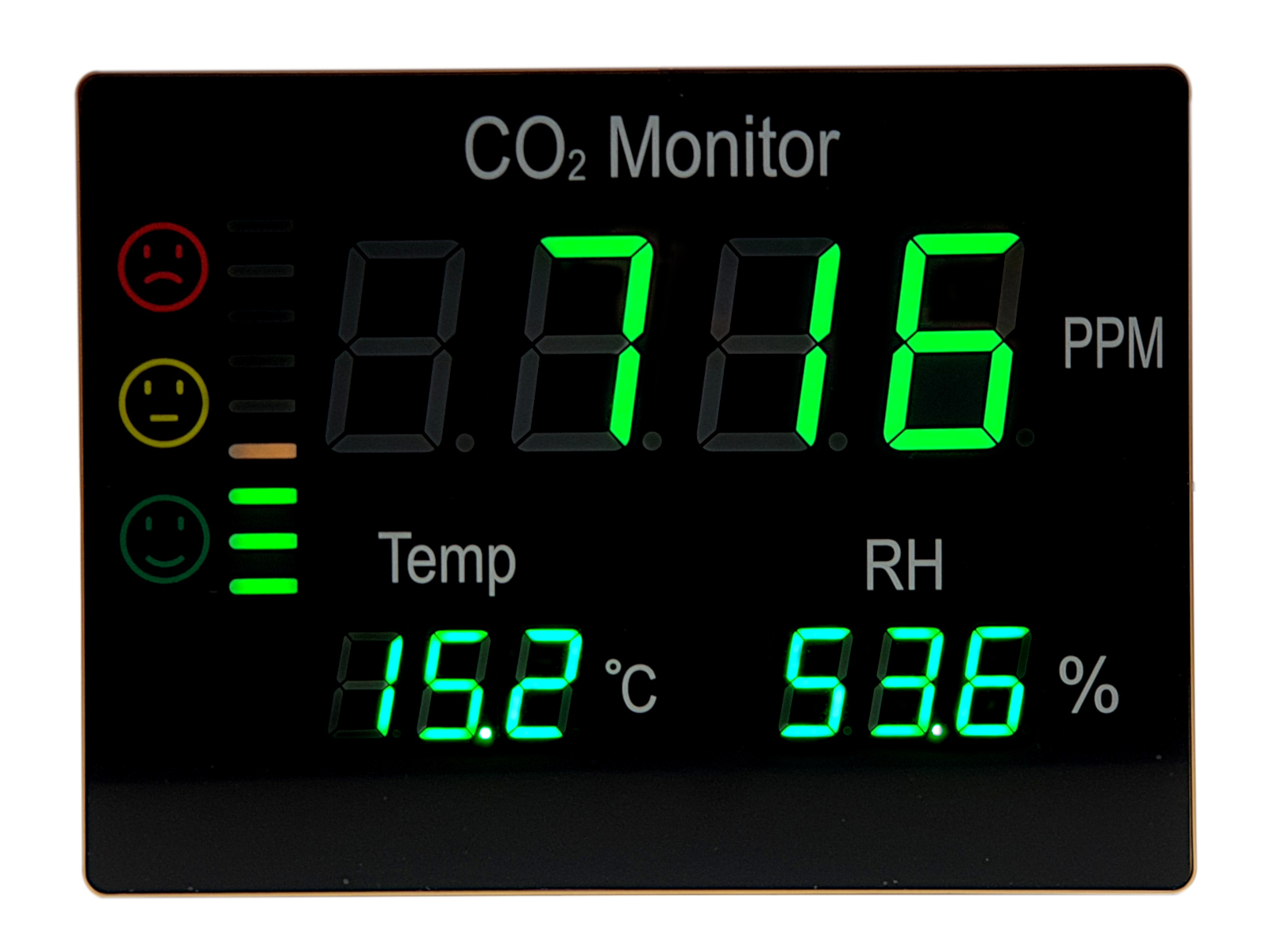 CO2 Monitor mit Temperatur- und Luftfeuchte-Anzeige Wandgerät