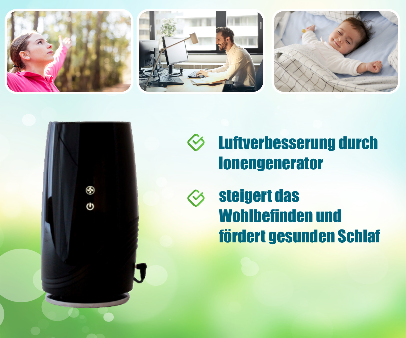 Desktop air purifier with USB power supply