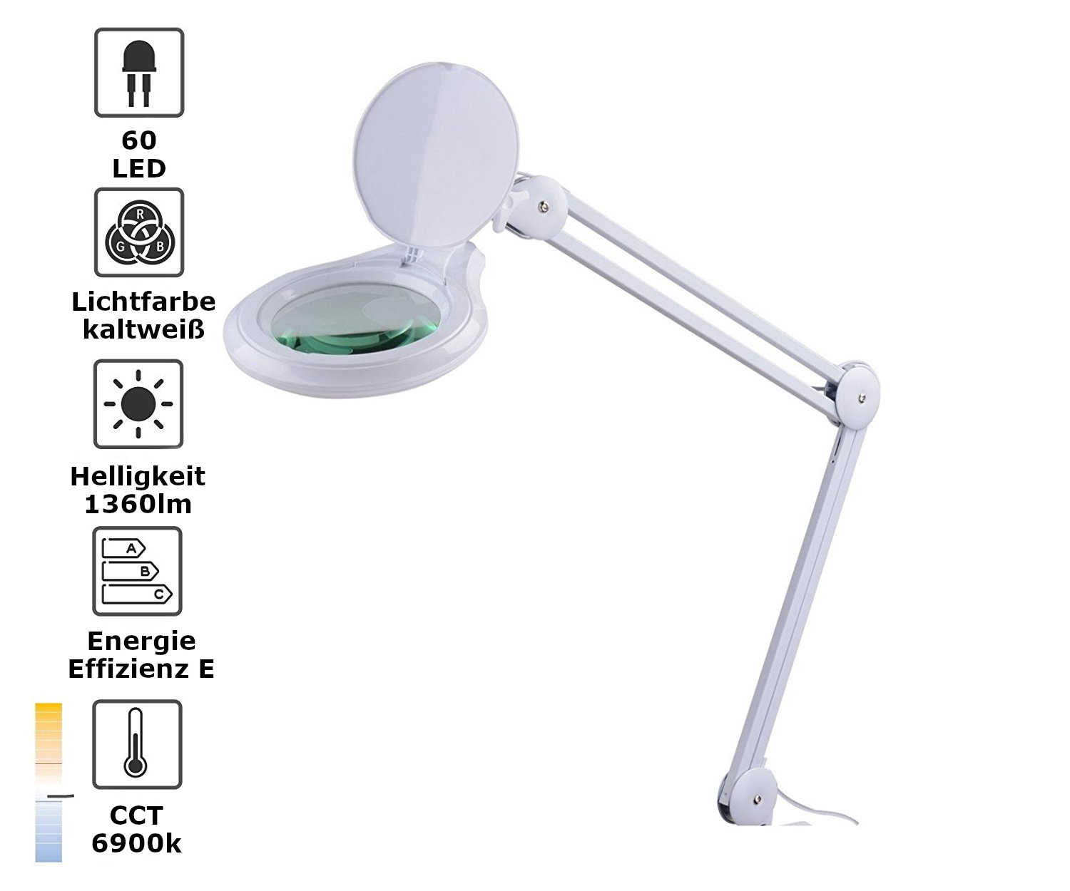10W Magnifier lamp 125mm 8-D with dimmer