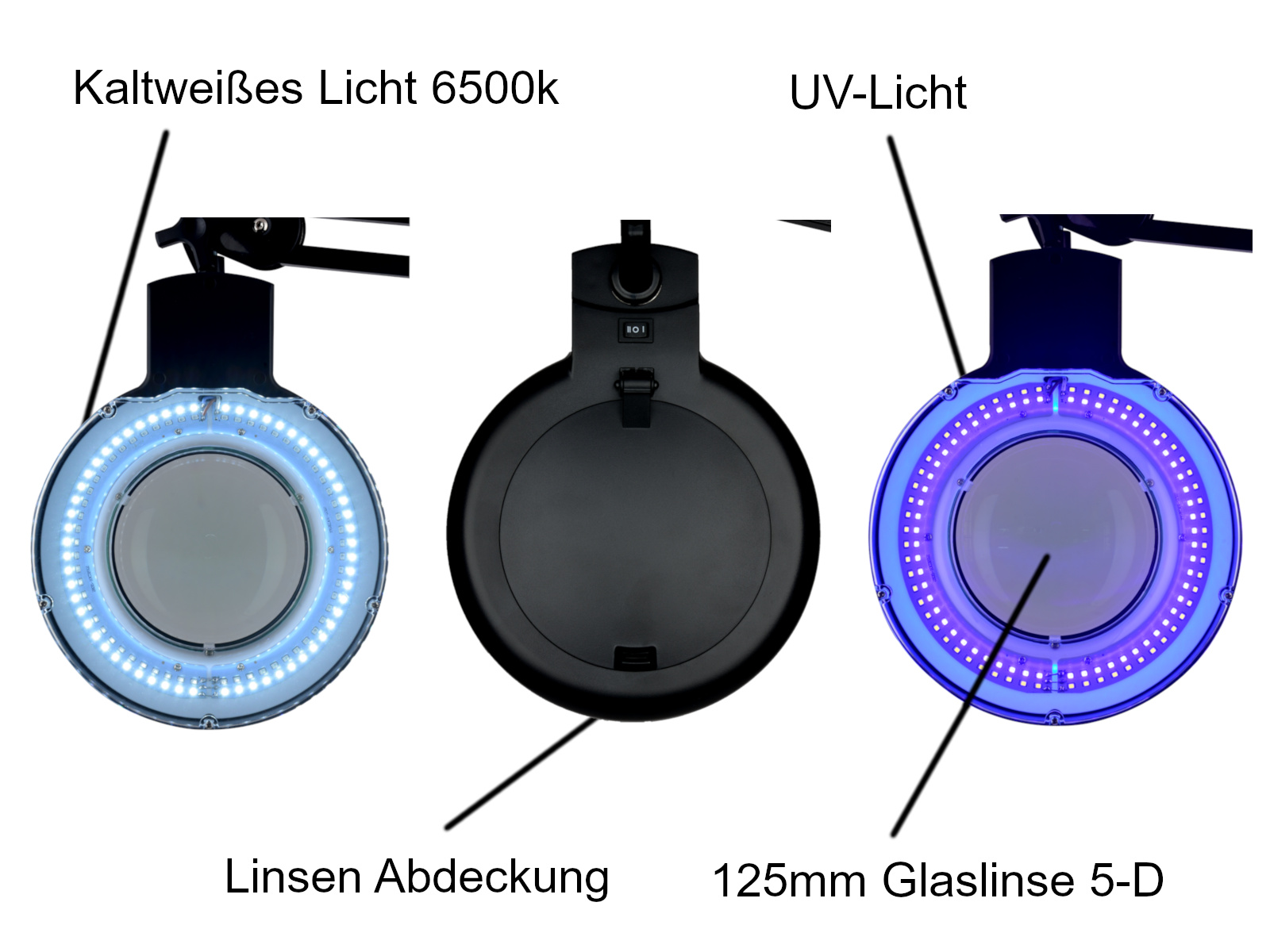 10W UV + Kaltlicht-Lupenleuchte 5D