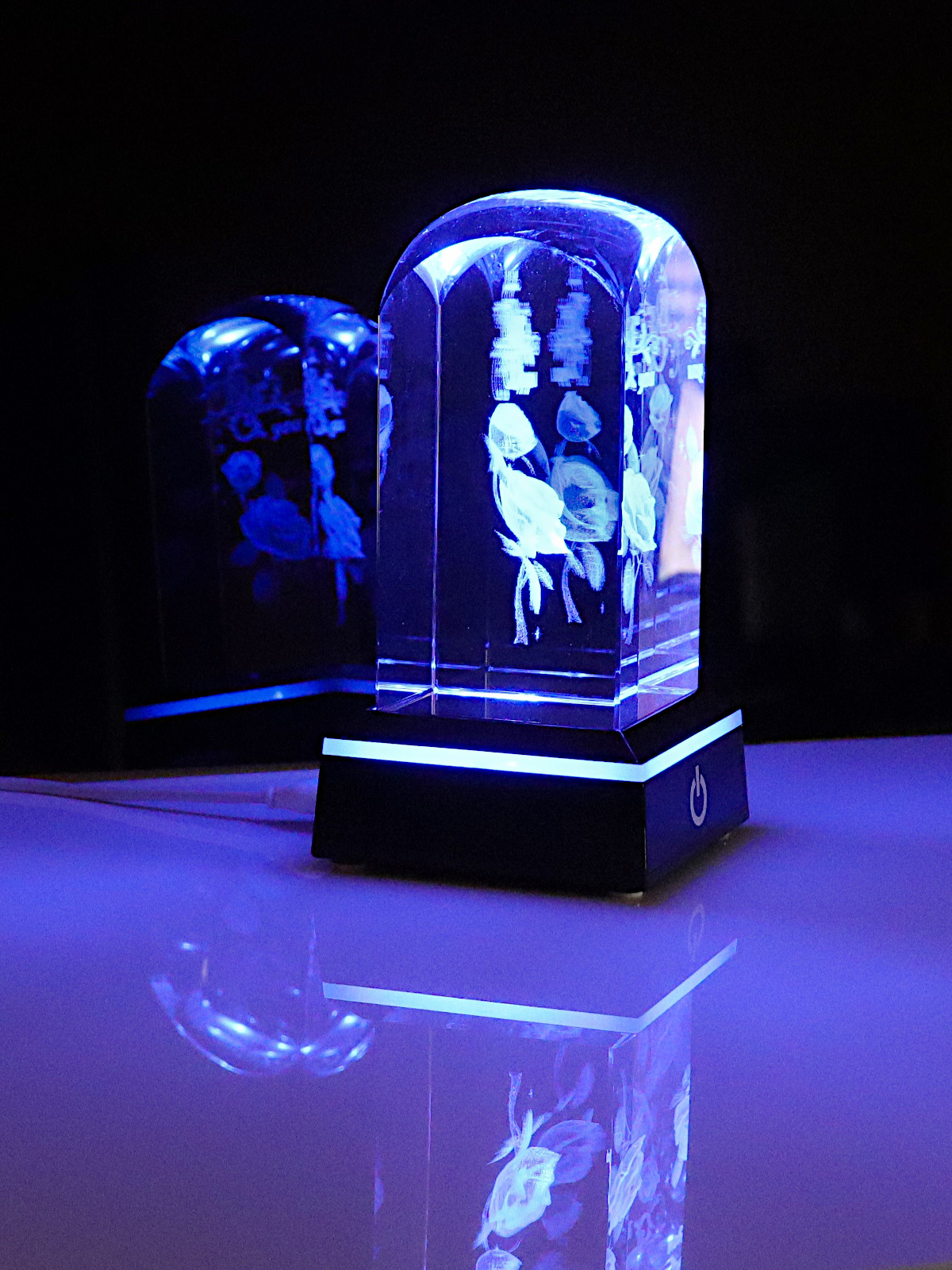 Kristallquader abgerundet 3D Liebesrose 'I Love You'