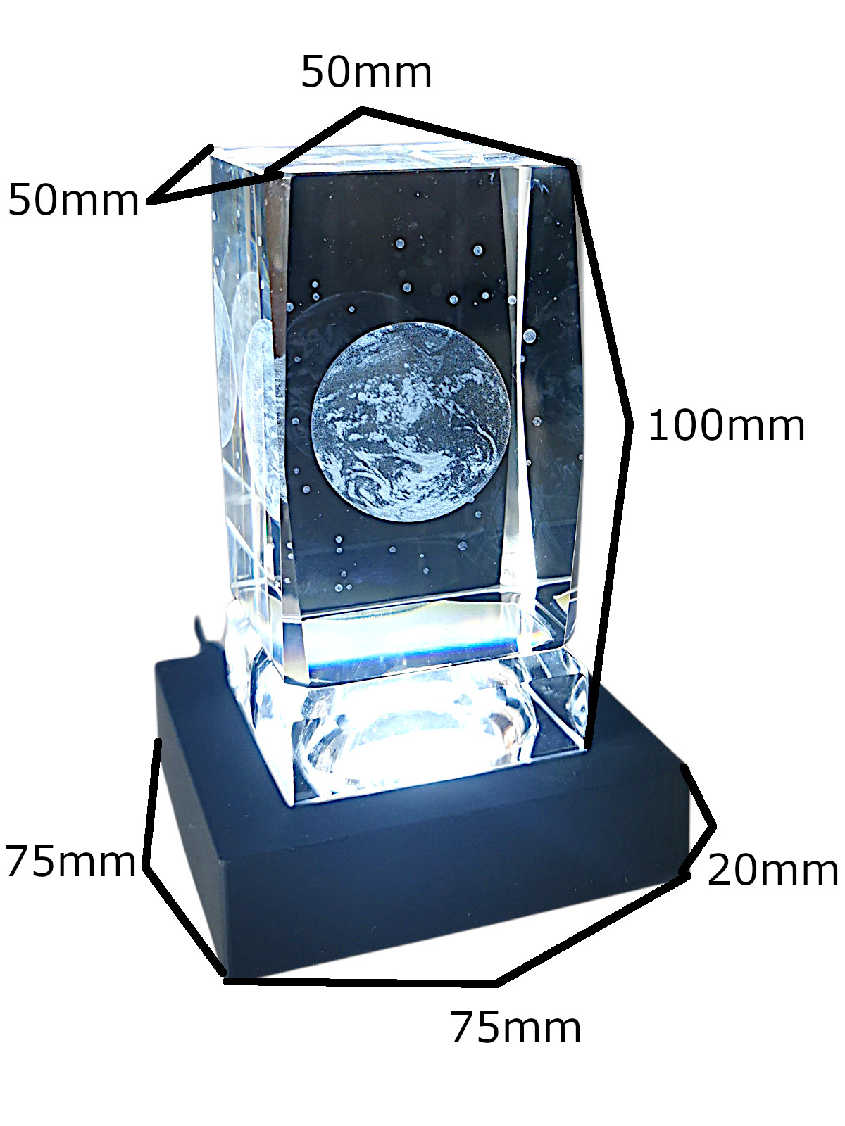 Kristallglasquader mit Lasergravur Planet