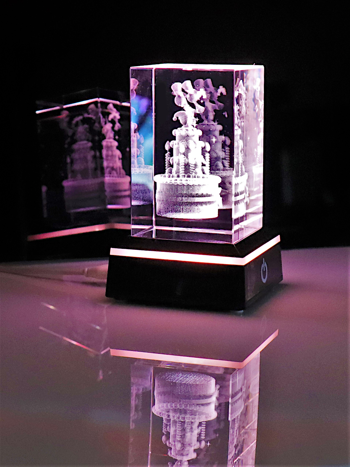 Kristallquader 3D Geburtstagstorte 50x50x80