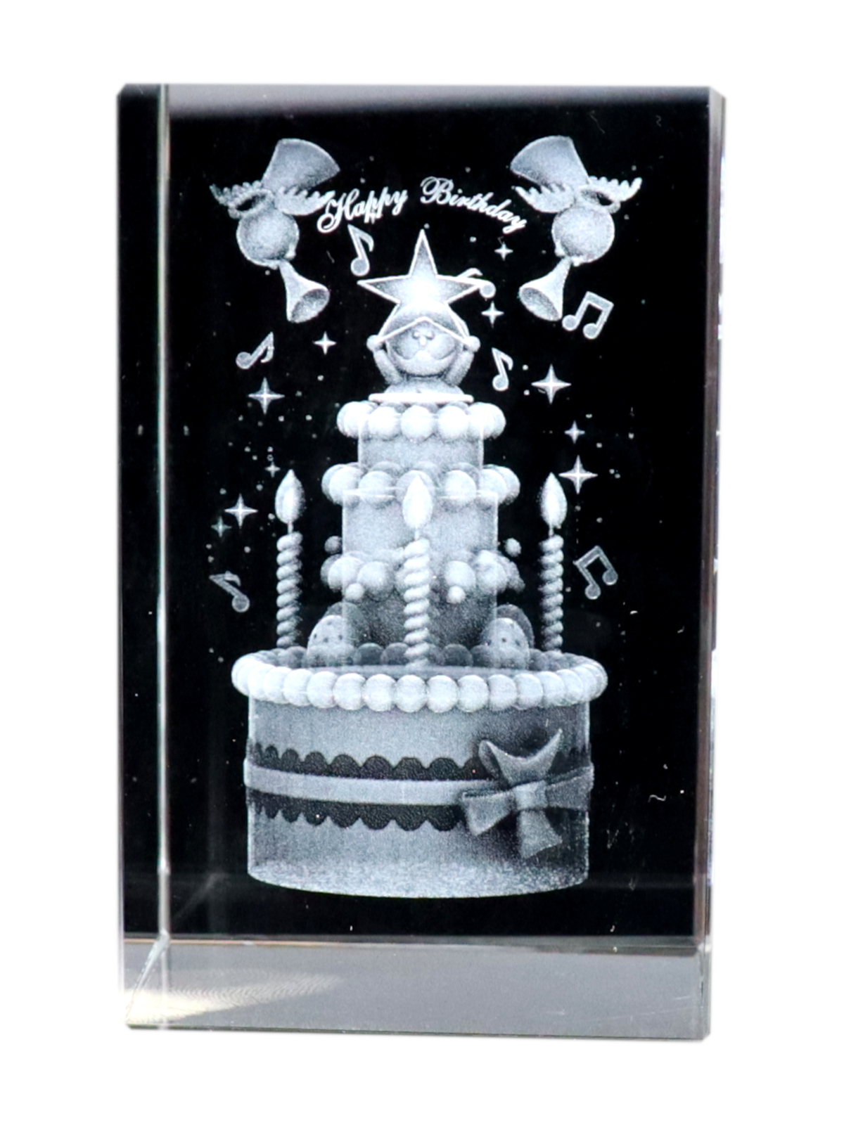 Kristallquader 3D Geburtstagstorte 50x50x80