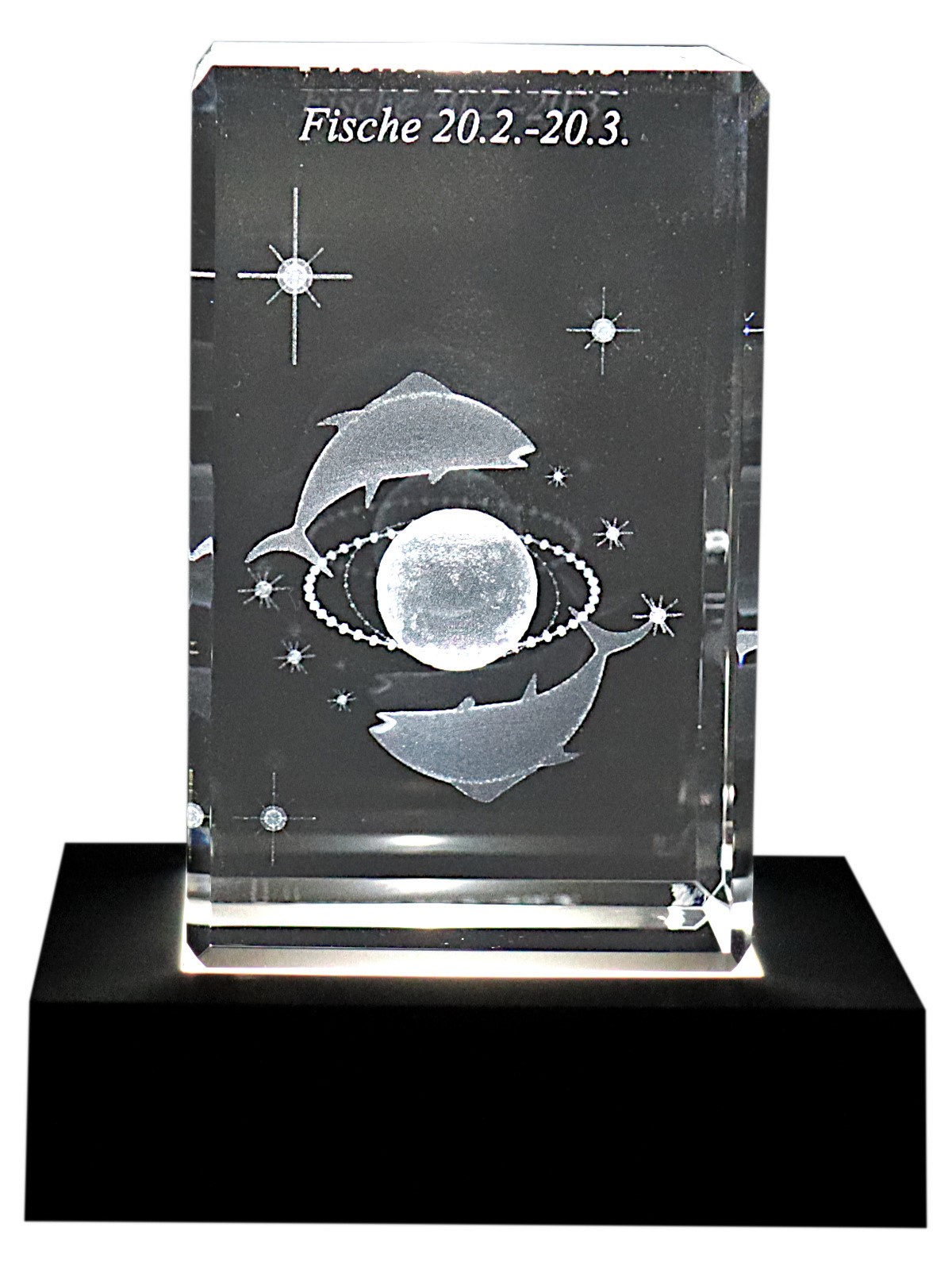 Kristallquader 3D Sternzeichen Fische 50x50x80