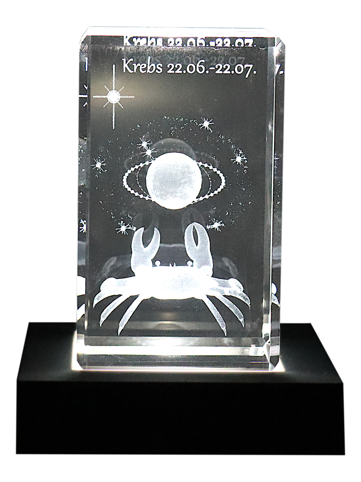Kristallquader 3D Sternzeichen Krebs 50x50x80