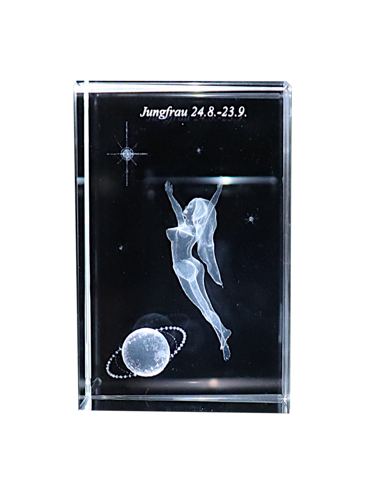 Kristallquader 3D Sternzeichen Jungfrau 50x50x80