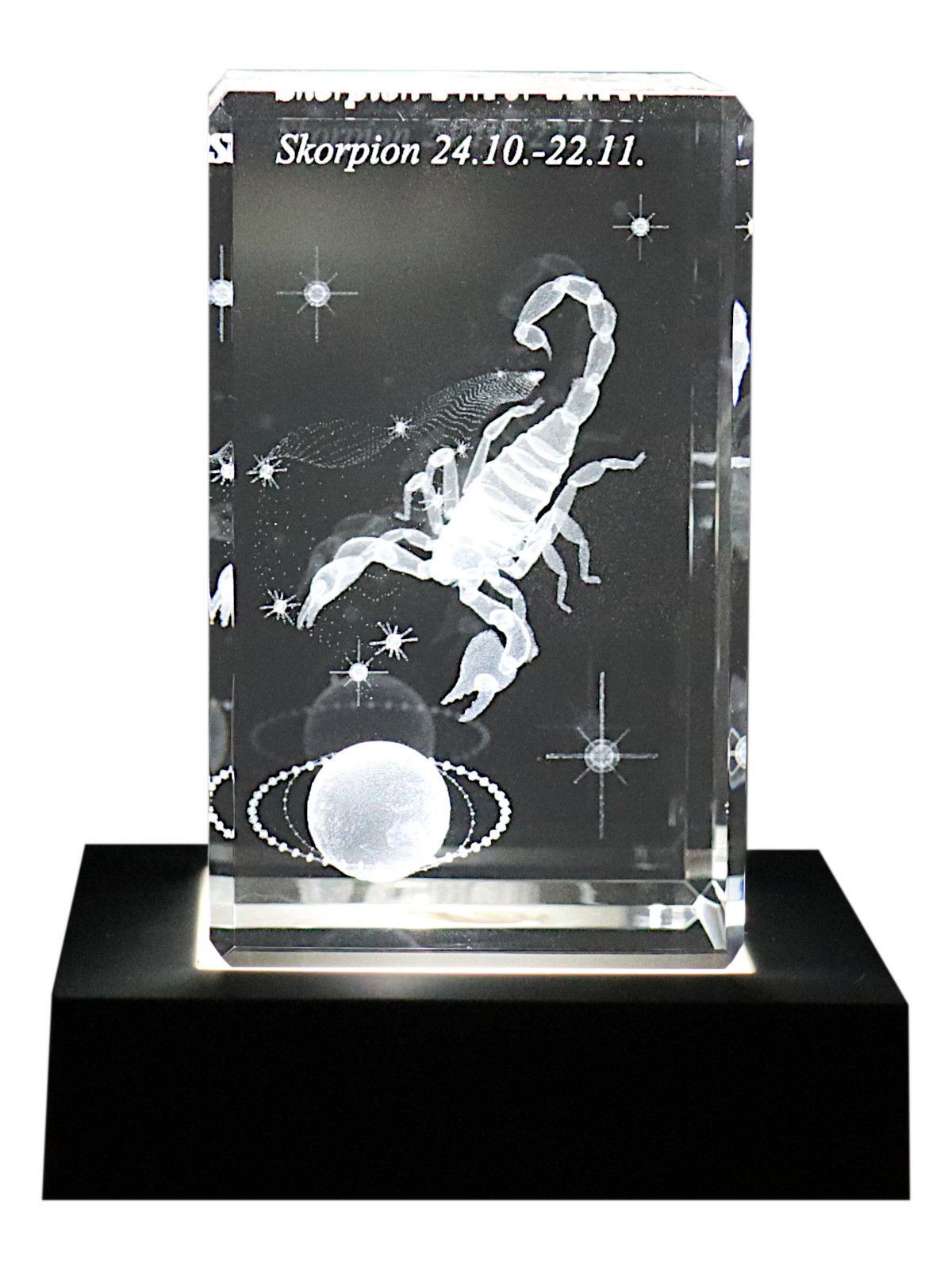 Kristallquader 3D Sternzeichen Skorpion 50x50x80